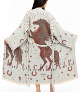 Wild Horse Jacquard Cotton Kimono Robe
