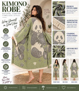 Panda Garden Jacquard Cotton Kimono Robe