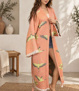 Flying Cranes Jacquard Cotton Kimono Robe