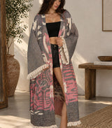 Flamingo Love Jacquard Cotton Kimono Robe