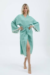 Striped Jacquard 100% Cotton Kimono Robe for Women