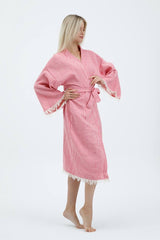 Striped Jacquard 100% Cotton Kimono Robe for Women