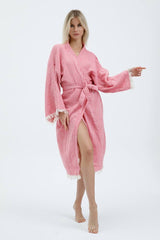 Striped Jacquard 100% Cotton Kimono Robe for Women