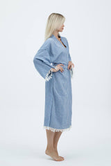 Striped Jacquard 100% Cotton Kimono Robe for Women