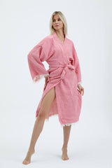 Striped Jacquard 100% Cotton Kimono Robe for Women