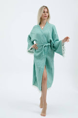 Striped Jacquard 100% Cotton Kimono Robe for Women