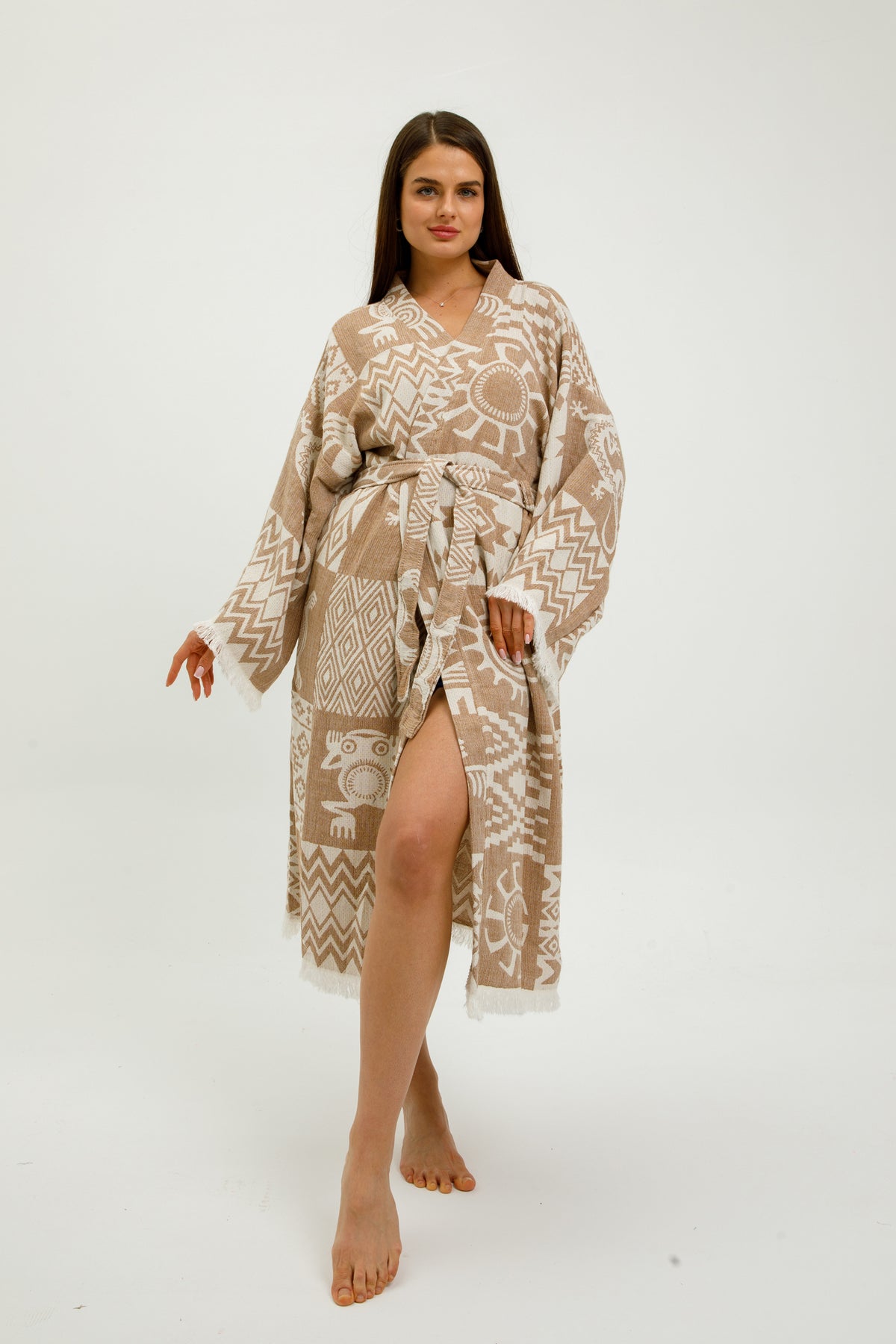 Heritage Jacquard 100% Cotton Kimono Robe