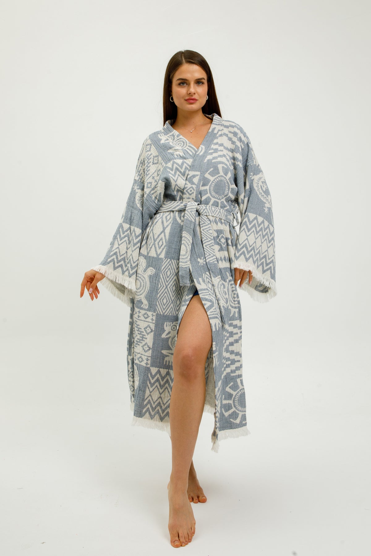 Heritage Jacquard 100% Cotton Kimono Robe