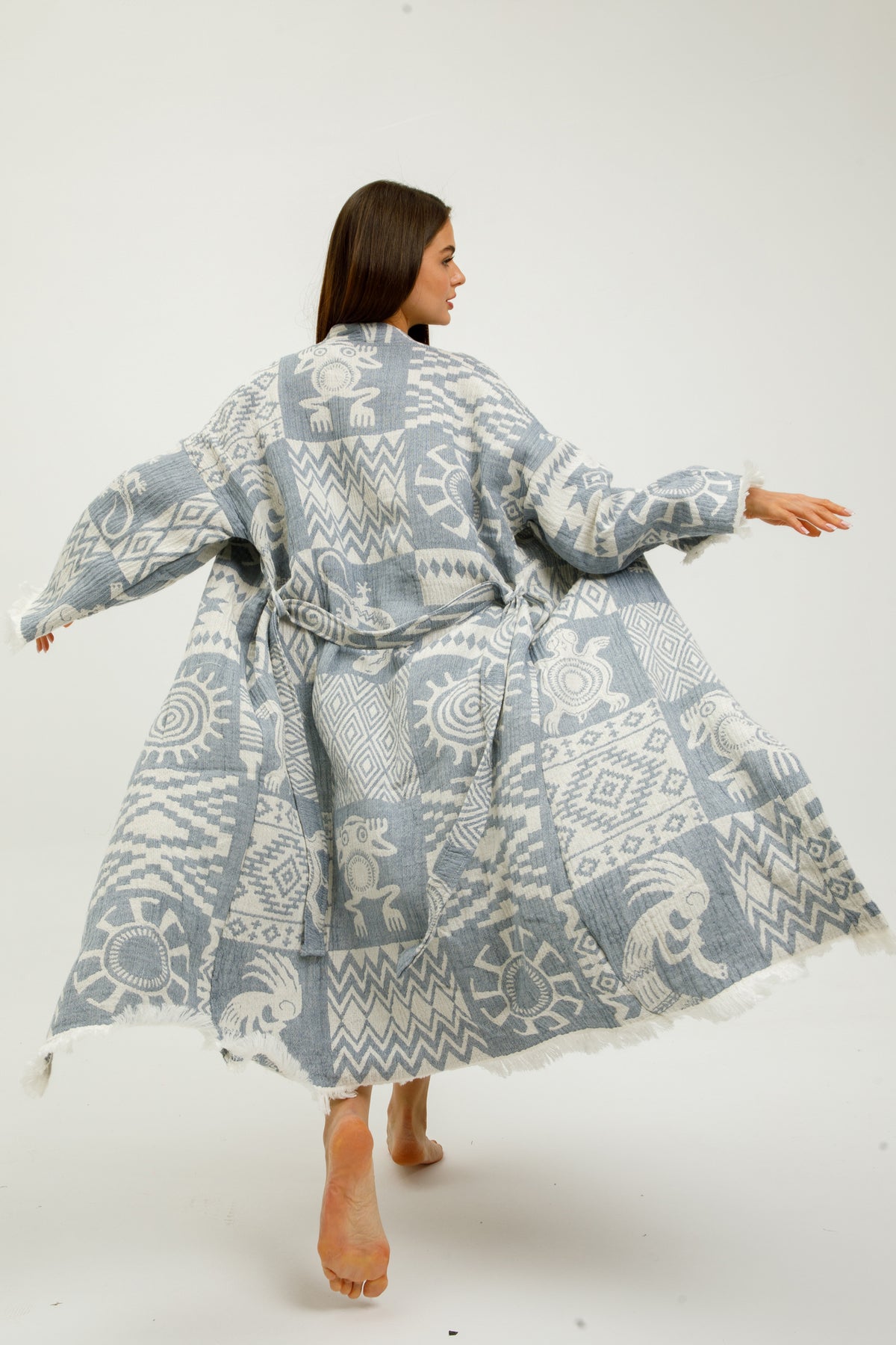 Heritage Jacquard 100% Cotton Kimono Robe