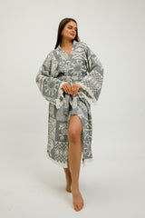 Heritage Jacquard 100% Cotton Kimono Robe