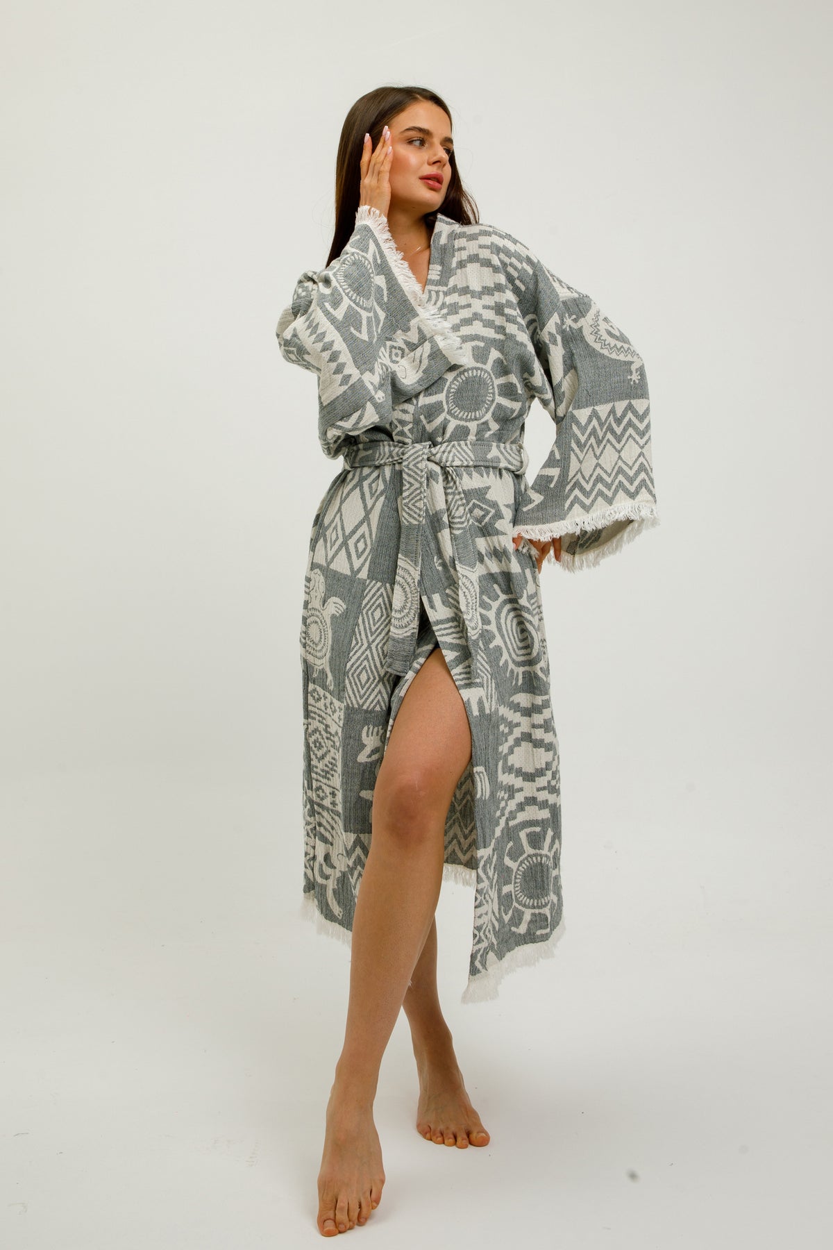 Heritage Jacquard 100% Cotton Kimono Robe