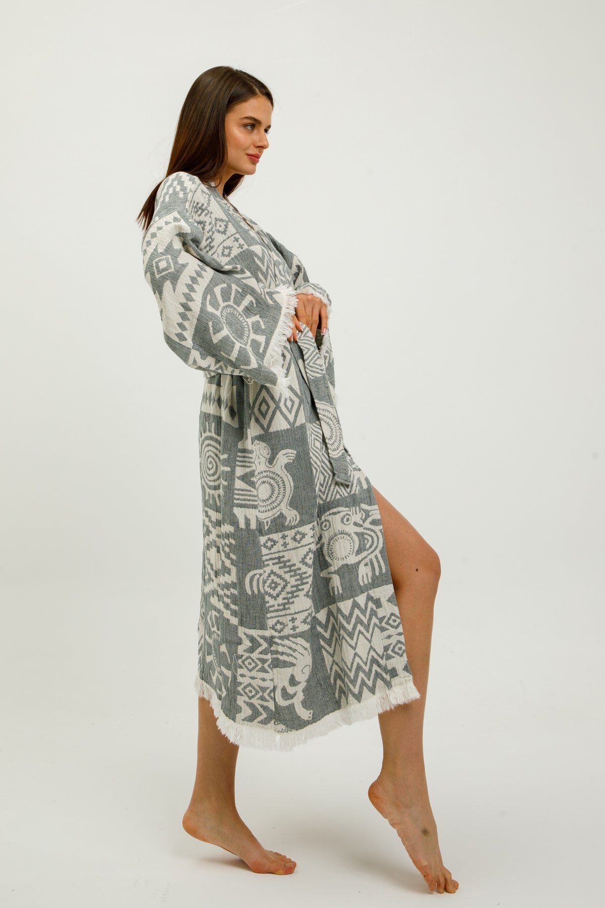 Heritage Jacquard 100% Cotton Kimono Robe