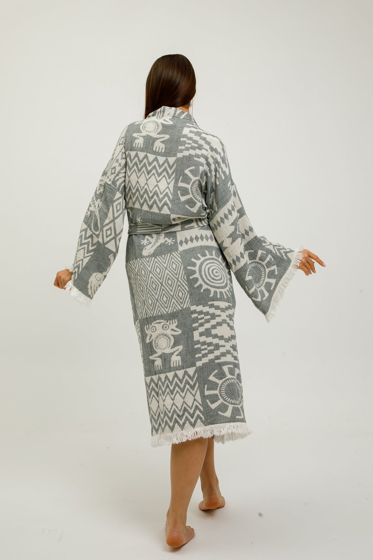 Heritage Jacquard 100% Cotton Kimono Robe