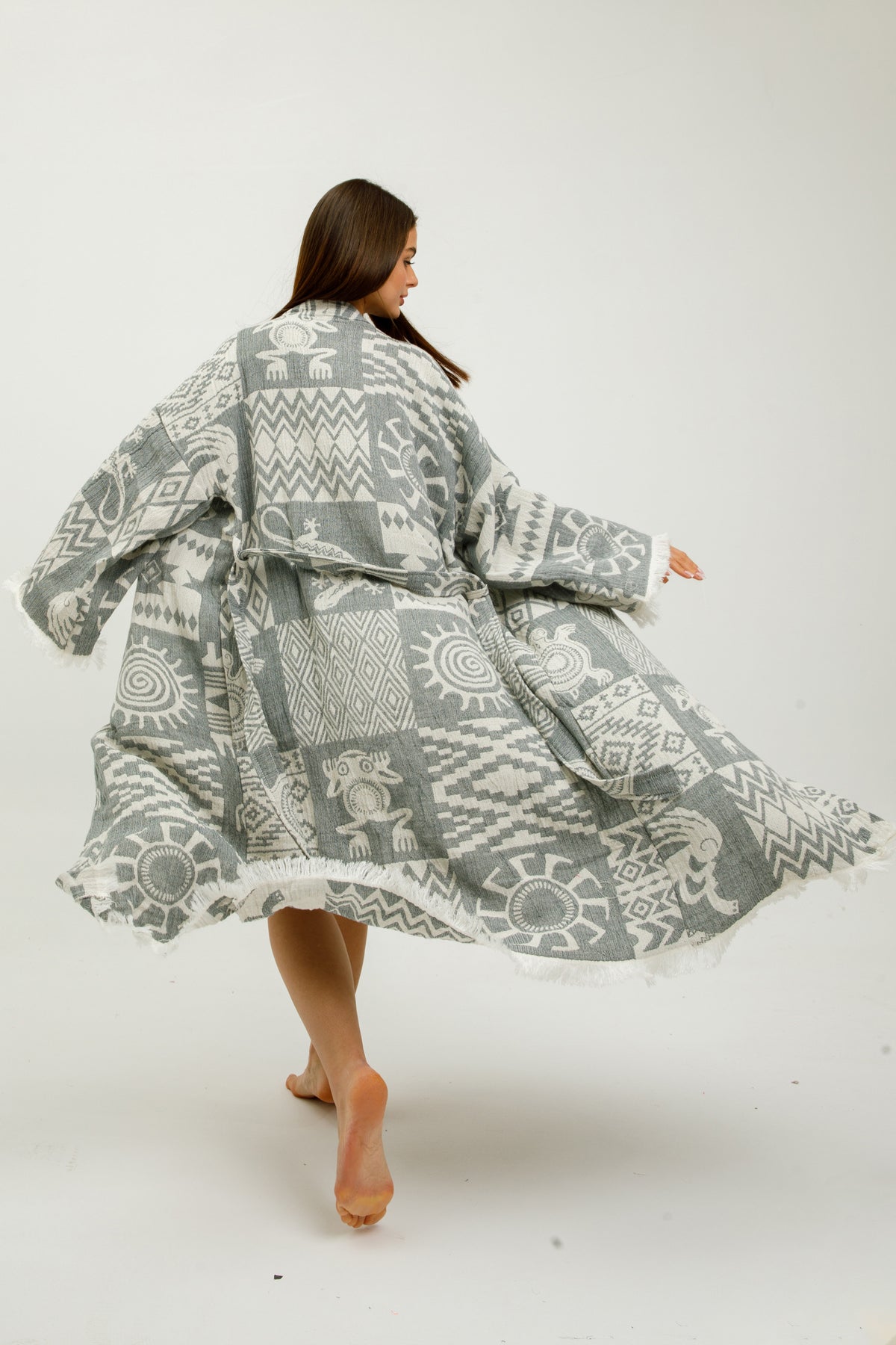 Heritage Jacquard 100% Cotton Kimono Robe