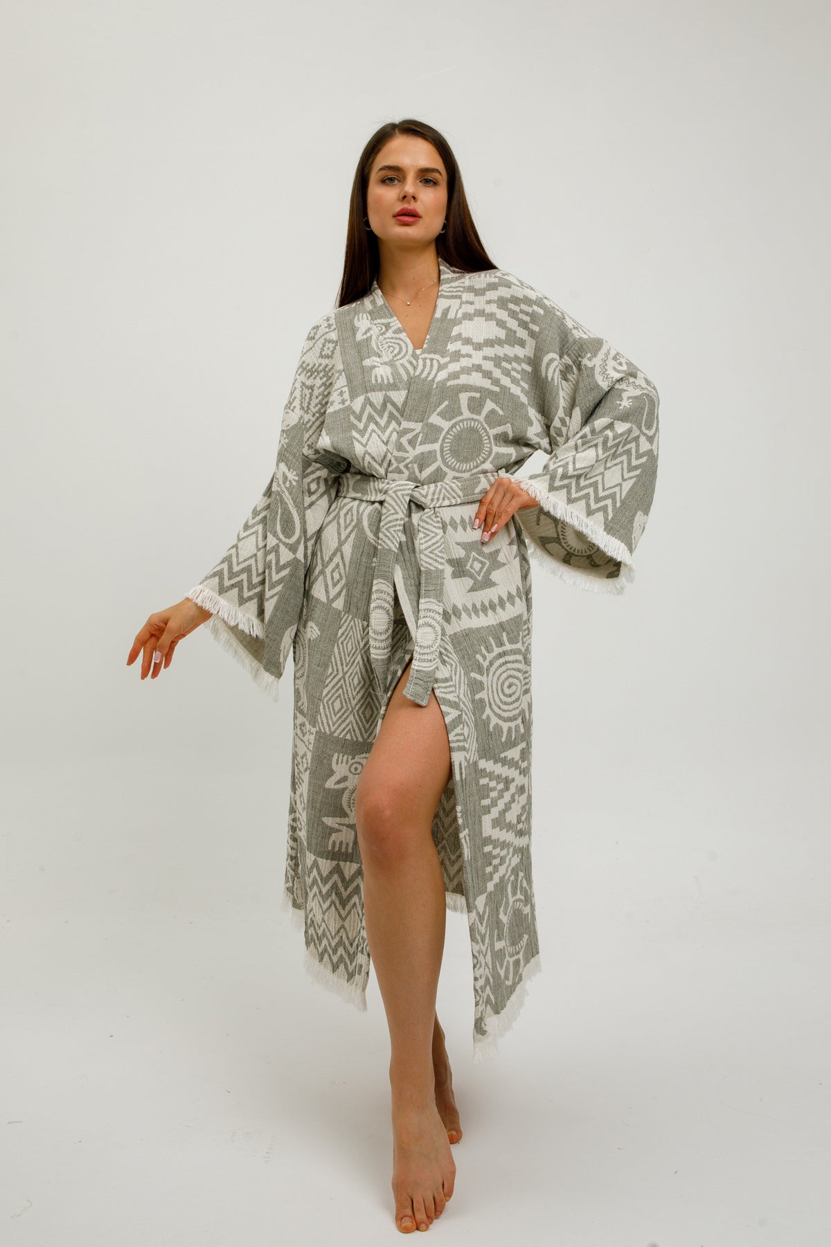 Heritage Jacquard 100% Cotton Kimono Robe