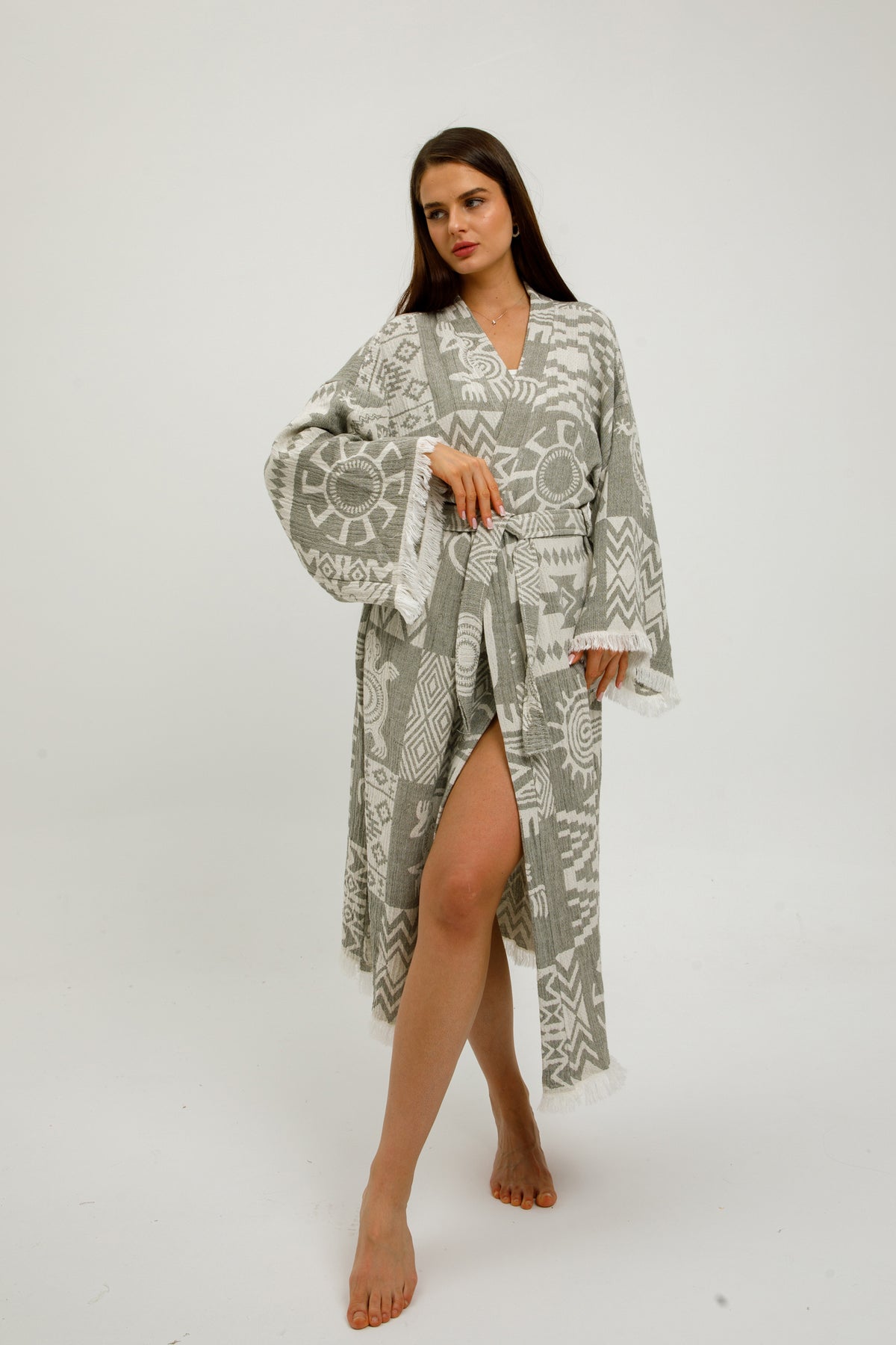 Heritage Jacquard 100% Cotton Kimono Robe