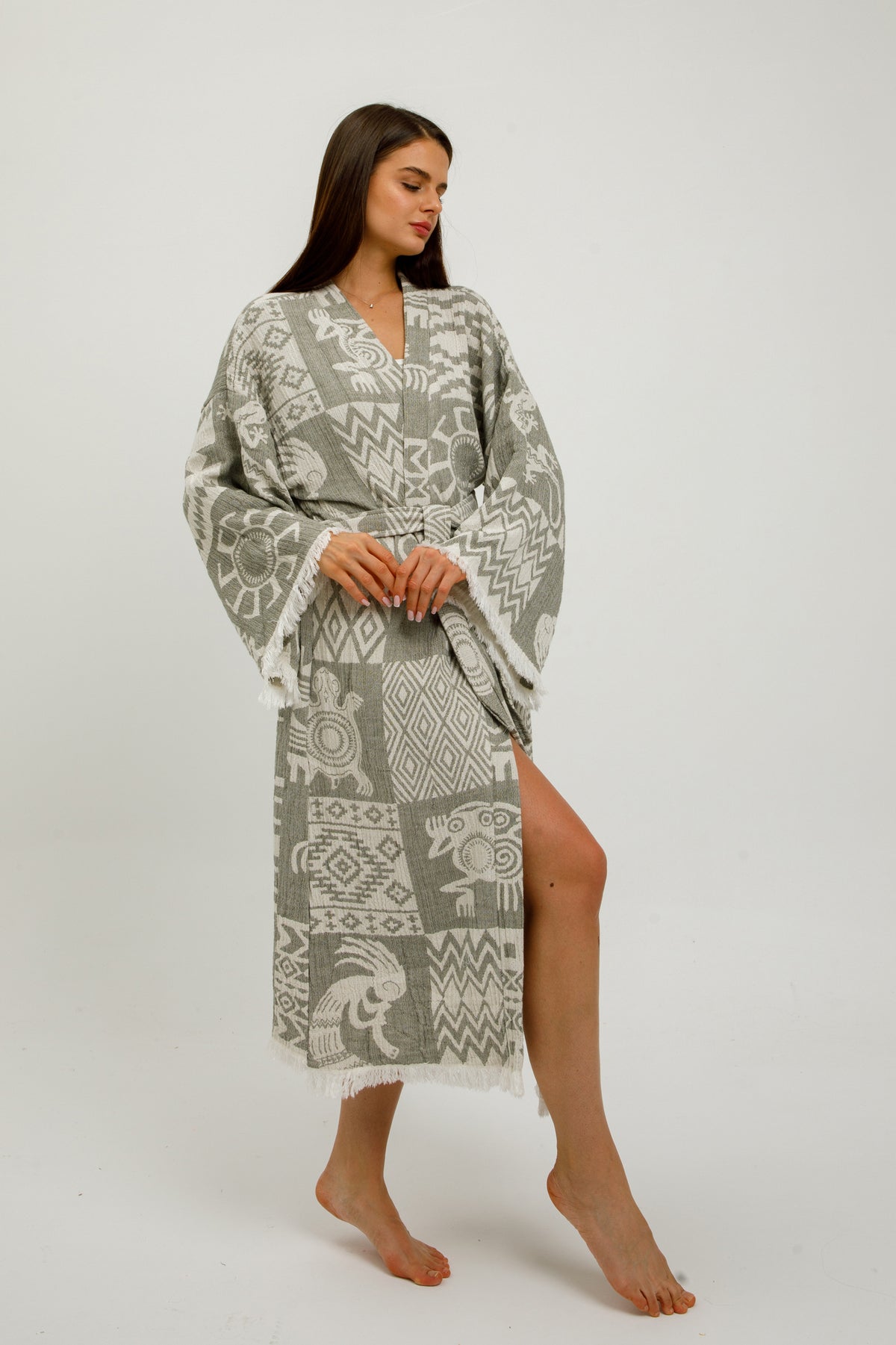 Heritage Jacquard 100% Cotton Kimono Robe