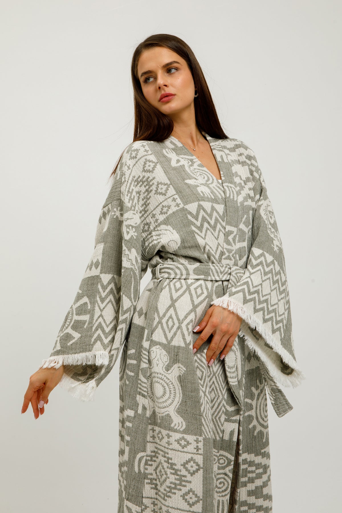 Heritage Jacquard 100% Cotton Kimono Robe