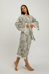 Heritage Jacquard 100% Cotton Kimono Robe