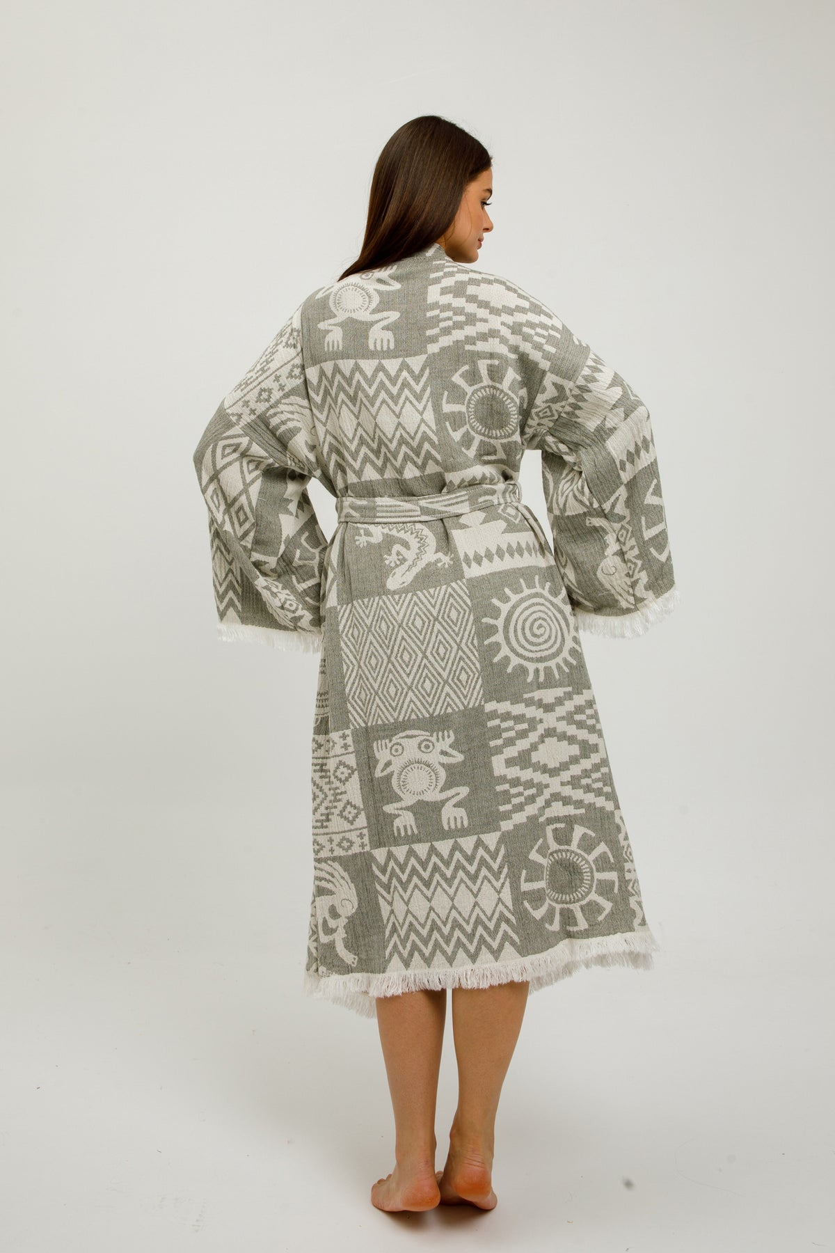Heritage Jacquard 100% Cotton Kimono Robe