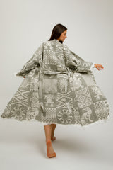 Heritage Jacquard 100% Cotton Kimono Robe