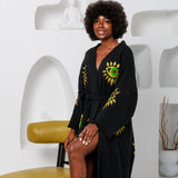 Hand Block Printed Evil Eye Cotton Muslin Kimono Robe