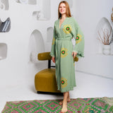 Hand Block Printed Evil Eye Cotton Muslin Kimono Robe