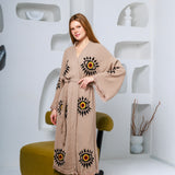 Hand Block Printed Evil Eye Cotton Muslin Kimono Robe