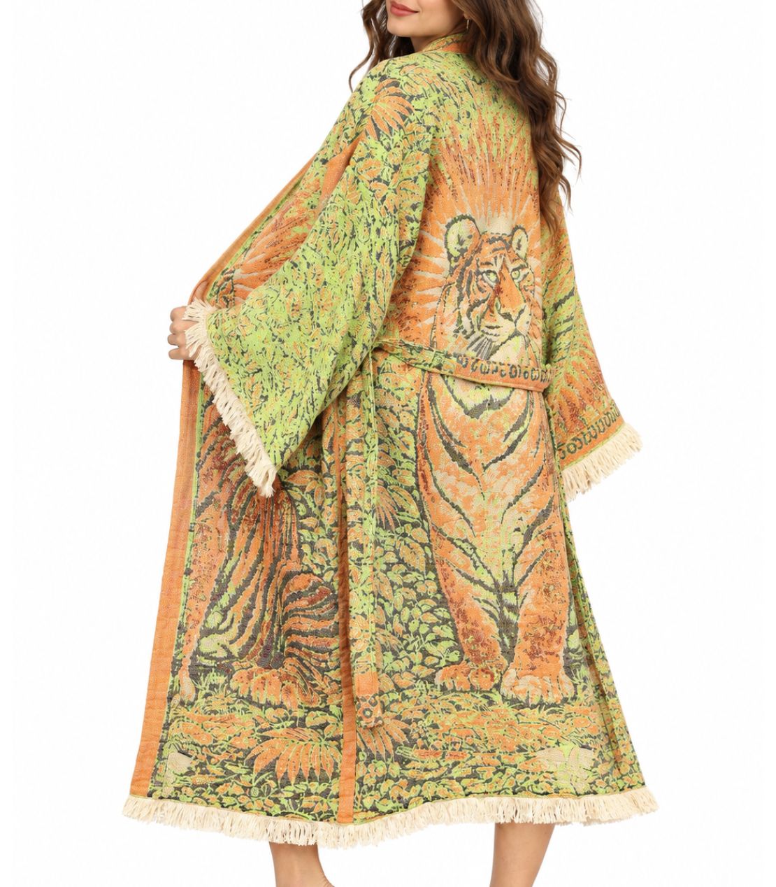 Wild Tiger Jacquard Cotton Kimono Robe