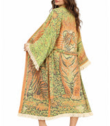 Wild Tiger Jacquard Cotton Kimono Robe