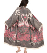 Flamingo Love Jacquard Cotton Kimono Robe