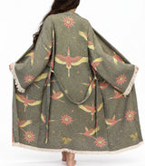 Flying Cranes Jacquard Cotton Kimono Robe