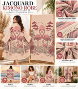 Flamingo Love Jacquard Cotton Kimono Robe