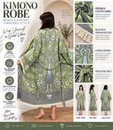 Royal Peacock Jacquard Cotton Kimono Robe