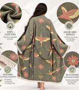 Flying Cranes Jacquard Cotton Kimono Robe