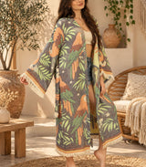 Tropical Parrot Jacquard Cotton Kimono Robe