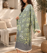 Royal Peacock Jacquard Cotton Kimono Robe