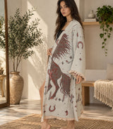 Wild Horse Jacquard Cotton Kimono Robe