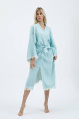Striped Jacquard 100% Cotton Kimono Robe for Women