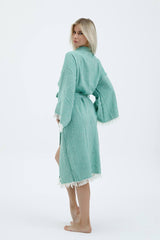 Striped Jacquard 100% Cotton Kimono Robe for Women