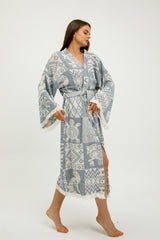 Heritage Jacquard 100% Cotton Kimono Robe
