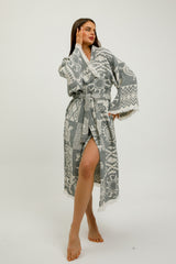 Heritage Jacquard 100% Cotton Kimono Robe