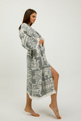 Heritage Jacquard 100% Cotton Kimono Robe