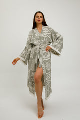 Heritage Jacquard 100% Cotton Kimono Robe
