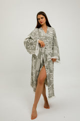 Heritage Jacquard 100% Cotton Kimono Robe