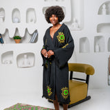 Hand Block Printed Evil Eye Cotton Muslin Kimono Robe