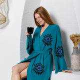 Hand Block Printed Evil Eye Cotton Muslin Kimono Robe